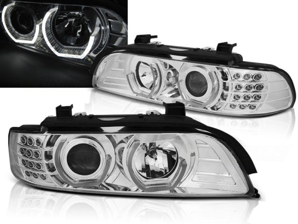 Frontlykter Bmw E39 09.95-06.03 Angel Eyes 3D Chrome