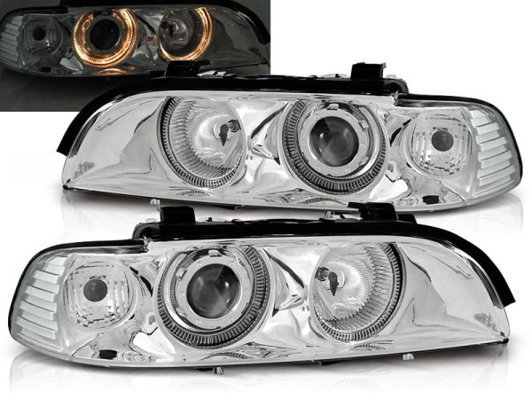 Frontlykter Bmw E39 09.95-06.03 Angel Eyes Chrome