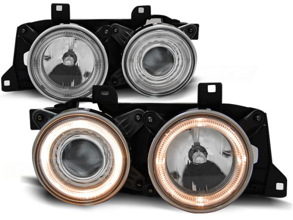Frontlykter Bmw E32 / E34 Angel Eyes Chrome - Bilde 2