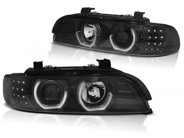Frontlykter Bmw E39 09.95-06.03 Angel Eyes 3D Black - Bilde 2