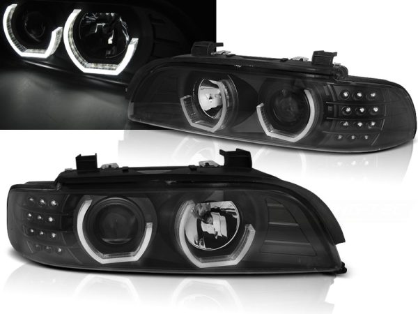 Frontlykter Bmw E39 09.95-06.03 Angel Eyes 3D Black