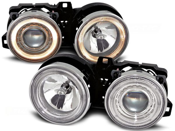Frontlykter Bmw E30 11.82-06.94 Angel Eyes Chrome