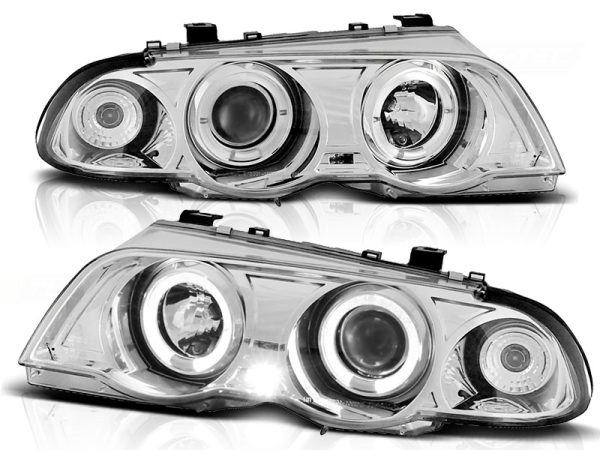 Frontlykter Bmw E46 05.98-08.01 S / T Angel Eyes Chrome