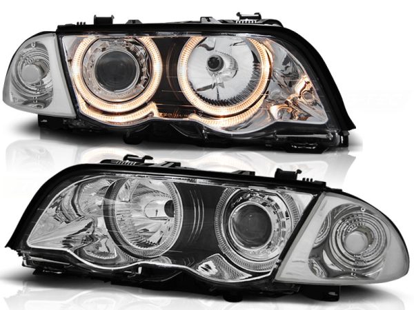 Frontlykter Bmw E46 05.98-08.01 S / T Angel Eyes Chrome - Bilde 2