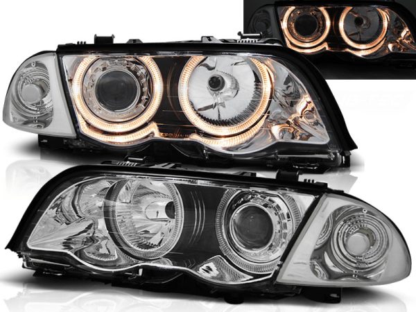Frontlykter Bmw E46 05.98-08.01 S / T Angel Eyes Chrome