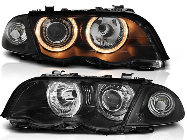 Frontlykter Bmw E46 05.98-08.01 S / T Angel Eyes Black - Bilde 2