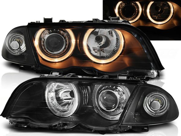 Frontlykter Bmw E46 05.98-08.01 S / T Angel Eyes Black