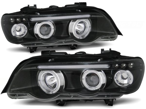 Frontlykter Bmw X5 E53 09.99-10.03 Angel Eyes Black