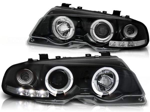 Frontlykter Bmw E46 04.99-03.03 Coupe Angel Eyes Black - Bilde 2