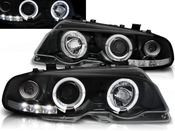 Frontlykter Bmw E46 04.99-03.03 Coupe Angel Eyes Black