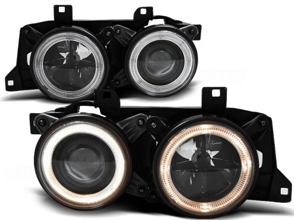 Frontlykter Bmw E32 / E34 Angel Eyes Black - Bilde 2