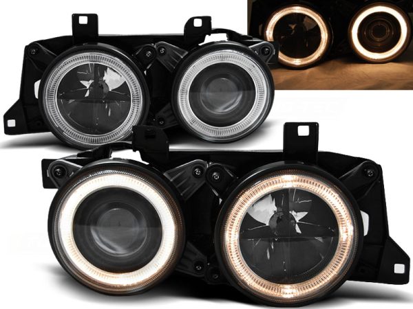 Frontlykter Bmw E32 / E34 Angel Eyes Black