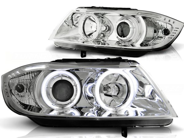 Frontlykter Bmw E90 / E91 03.05-08.08 Angel Eyes CCFL Chrome - Bilde 2