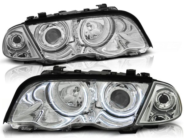 Frontlykter Bmw E46 05.98-08.01 S / T Angel Eyes CCFL Chrome - Bilde 2