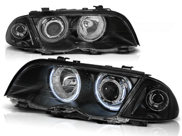 Frontlykter Bmw E46 05.98-08.01 S / T Angel Eyes CCFL Black