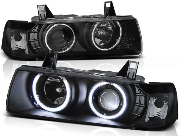 Frontlykter Bmw E36 12.90-08.99 Angel Eyes CCFL Black - Bilde 2