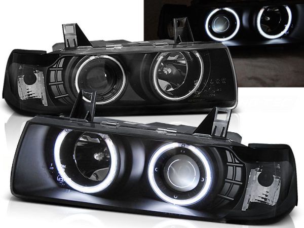 Frontlykter Bmw E36 12.90-08.99 Angel Eyes CCFL Black