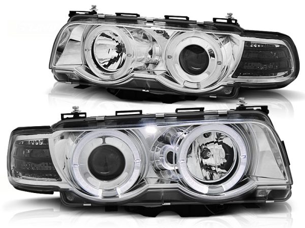 Frontlykter Bmw E38 09.98-07.01 Angel Eyes Chrome - Bilde 2