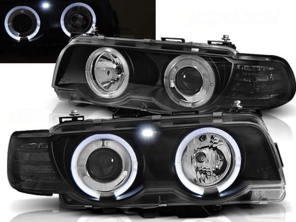 Frontlykter Bmw E38 09.98-07.01 Angel Eyes Black