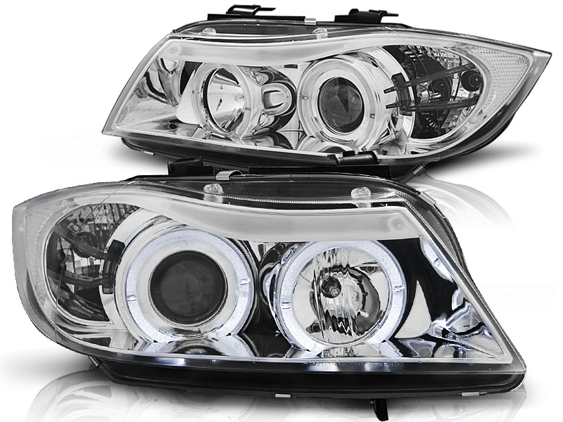 Frontlykter Bmw E90 / E91 03.05-08.08 Angel Eyes Chrome - Bilde 2