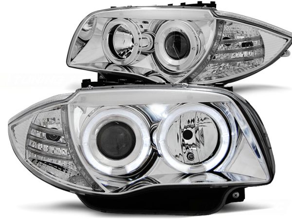 Frontlykter Bmw 1 E87 / 81 / 82 / 88 04-11 Angel Eyes Chrome - Bilde 2