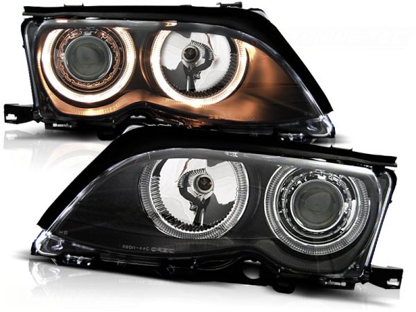 Frontlykter Bmw E46 09.01-03.05 S / T Angel Eyes Black