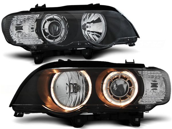 Frontlykter Bmw X5 E53 09.99-10.03 Xenon Angel Eyes Black - Bilde 2