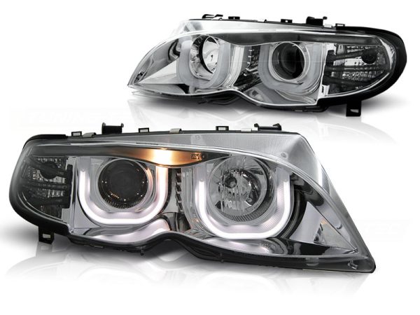 Frontlykter Bmw E46 09.01-03.05 S / T Angel Eyes 3D Chrome - Bilde 2