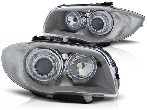 Frontlykter Bmw 1 E87 / 81 / 82 / 88 04-11 Angel Eyes Chrome - Bilde 2