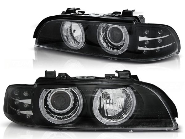 Frontlykter Bmw E39 09.95-06.03 Angel Eyes Black Led Blinklys - Bilde 2