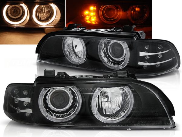 Frontlykter Bmw E39 09.95-06.03 Angel Eyes Black Led Blinklys