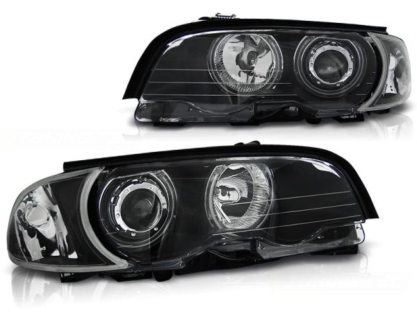 Frontlykter Bmw E46 04.99-03.03 Coupe Cabrio Angel Eyes CCFL Black - Bilde 2