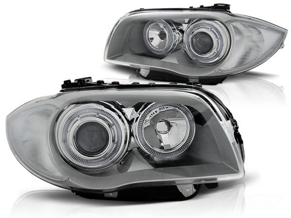 Frontlykter Bmw 1 E87 / 81 / 82 / 88 04-11 Angel Eyes Chrome - Bilde 2