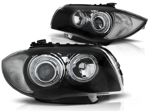 Frontlykter Bmw 1 E87 / E81 / 82 / 88 04-11 Halo Rims Black Led - Bilde 2