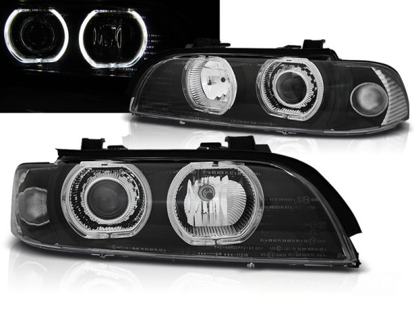 Frontlykter Bmw E39 09.95-06.03 Angel Eyes Led Black