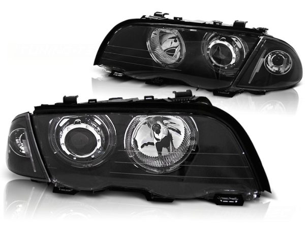 Frontlykter Bmw E46 05.98-08.01 S / T Angel Eyes Led Black - Bilde 2