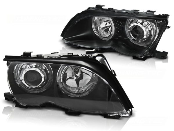 Frontlykter Bmw E46 09.01-03.05 Angel Eyes Led Black - Bilde 2