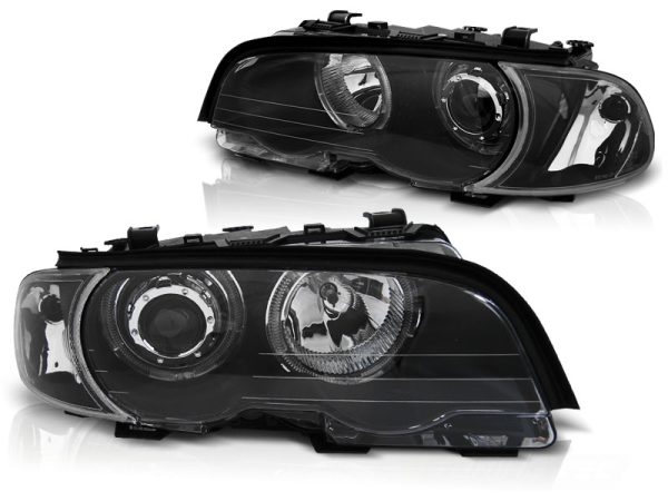 Frontlykter Bmw E46 04.99-03.03 Coupe Cabrio Angel Eyes Led Black - Bilde 2