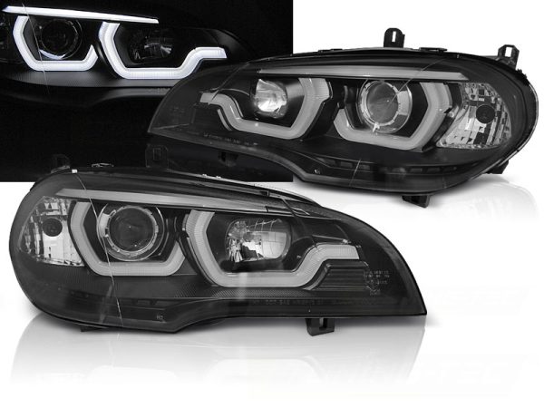 Frontlykter Bmw X5 E70 07-13 Tube Light Drl Black