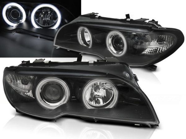 Frontlykter Bmw E46 04.03-06 Angel Eyes Xenon Black Coupe / Cabrio