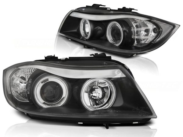 Frontlykter Bmw E90 / E91 03.05-08.08 Black Angel Eyes CCFL - Bilde 2