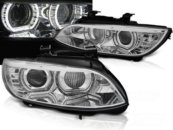 Frontlykter Bmw E92 / E93 06-10 Xenon Angel Eyes Led Chrome