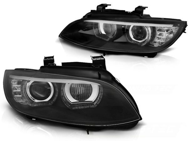 Frontlykter Bmw E92 / E93 06-10 Xenon Angel Eyes Led Black - Bilde 2