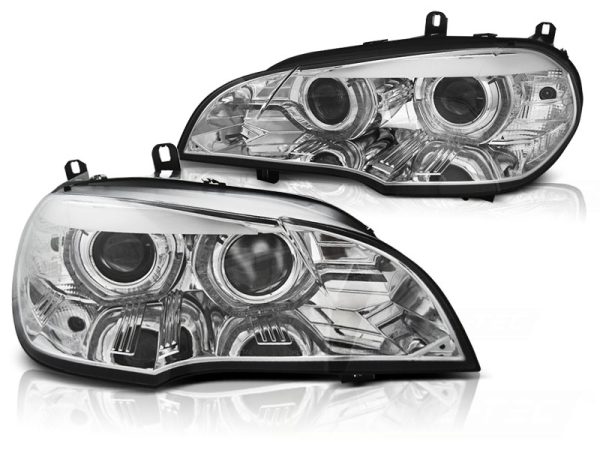 Frontlykter Bmw X5 E70 07-10 Xenon Angel Eyes Led Drl Chrome - Bilde 2