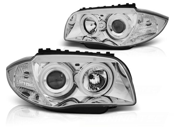 Frontlykter Bmw 1 E87 / 81 / 82 / 88 04-11 Angel Eyes CCFL Chrome - Bilde 2