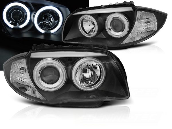 Frontlykter Bmw 1 E87 / 81 / 82 / 88 04-11 Angel Eyes CCFL Black