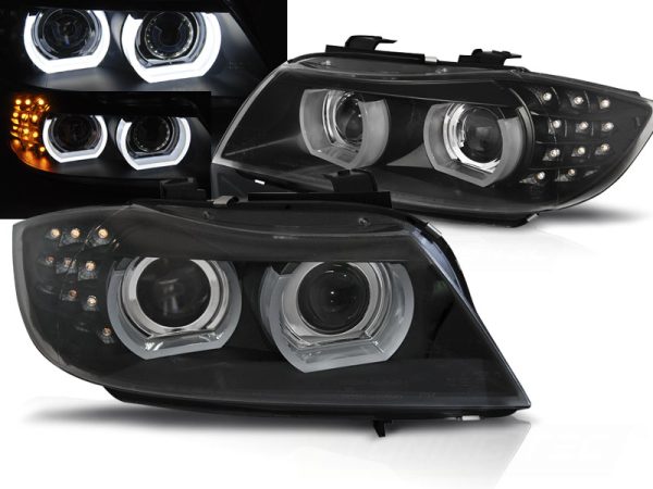 Frontlykter Bmw E90 / E91 09-11 Xenon Lyskaster Led Drl Black AFS