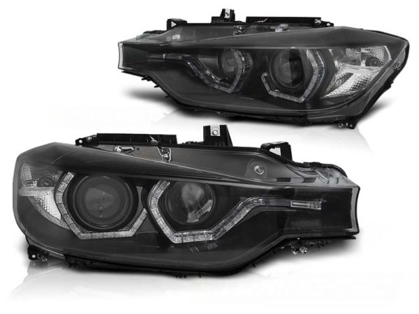 Frontlykter Bmw F30 / F31 Lci 15-18 Angel Eyes Led Drl Black - Bilde 2