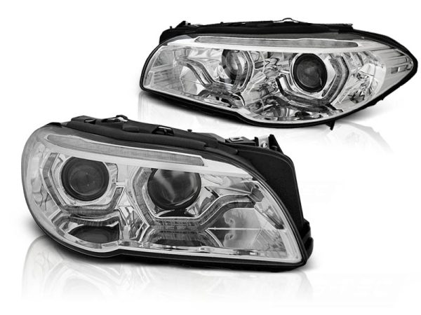 Frontlykter Xenon Bmw F10 / F11 Lci 13-16 Angel Eyes Led Drl Chrome Seq - Bilde 2