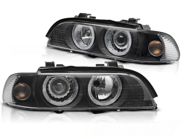 Frontlykter Bmw E39 Lci 00-03 Xenon Angel Eyes Black - Bilde 2
